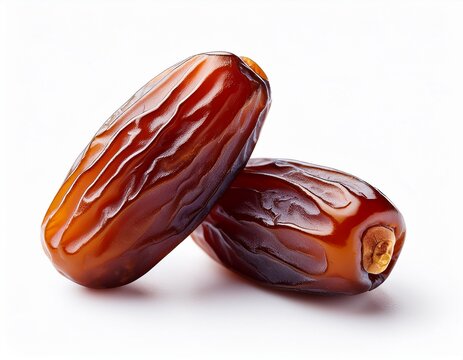 two fresh dates isolated on white background close up delicious tropical fruit food photography healthy snack sweet dried fruit