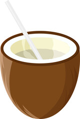 Refreshing Coconut Drink with Straw - Tropical Beverage
