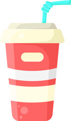 Refreshing Drink Cup Illustration - Beverage & Straw