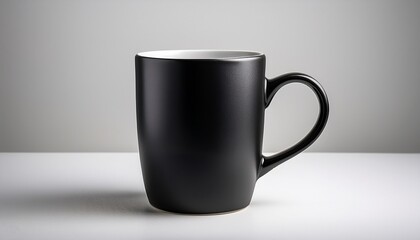 Obraz premium elegant black coffee mug isolated on white background perfect for mockups and product display minimalist style