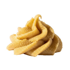 Closeup of a swirl of soft serve ice cream isolated on transparent background