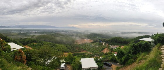 Aerial view of morning mist