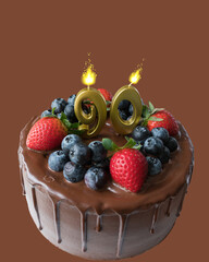  birthday cake with 90 candles on it