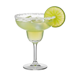 Refreshing margarita cocktail with lime garnish isolated on transparent background