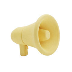 A yellow megaphone isolated on transparent background for amplifying voice or sound