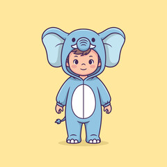 Adorable Child Dressed in a Charming Elephant Costume for Playtime.