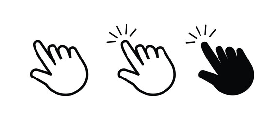 Three hand cursor icons in different styles
