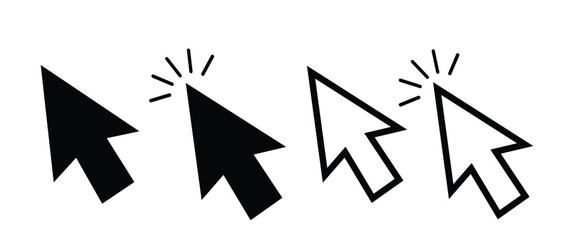 Four cursors, two black and two white outline