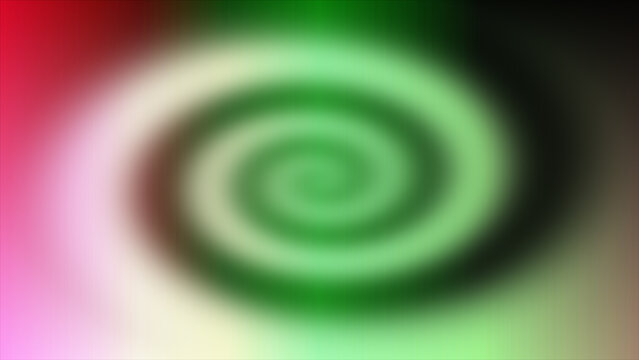 Vibrant green spiral with red and pink background blur