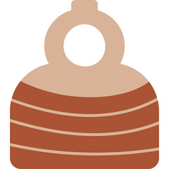 Ceramic Vase Illustration With Earthy Tones And Striped Pattern On Transparent Background