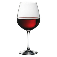 Elegant glass of red wine isolated on transparent background, ready to be served