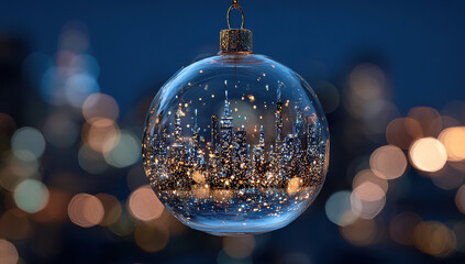 Christmas ornament with city reflection - Festive decoration - Urban holiday spirit