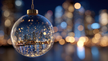 Christmas ornament with city reflection - Festive decoration - Urban holiday spirit