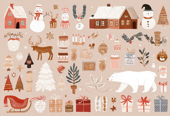 Christmas-themed illustrations - Festive scenes - Holiday cheer