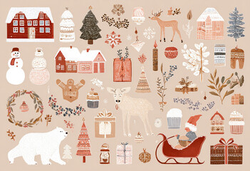 Christmas-themed illustrations - Festive scenes - Holiday cheer