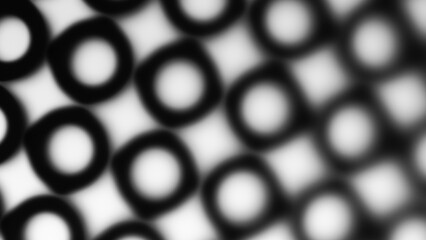 Black and White Retro Abstract Circles Rings Pattern 3D Illustration