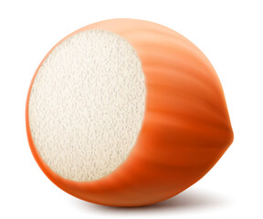 Hazelnuts in the shell. Isolated on white background. Hazelnut kernels are ripe and tasty, a healthy treat, a source of protein. For snacks and chocolate spread. Realistic 3d vector illustration.