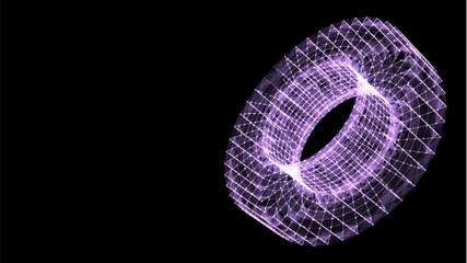 7.Wireframe tubes and cylinder from different sides. Vector abstract geometric 3D objects. Technology block chain network connection. Big data visualization.