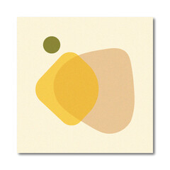 Abstract Minimalist Overlapping Organic Shapes Composition with Mustard Yellow, Khaki, and Olive Green Accent