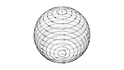 Vector futuristic white sphere of particles and lines. Network connection big data. Abstract technology background.
