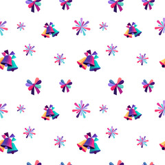 Seamless Christmas Pattern With Bells And Ribbons In Colorful Gradient Vector Style For Festive Winter Design