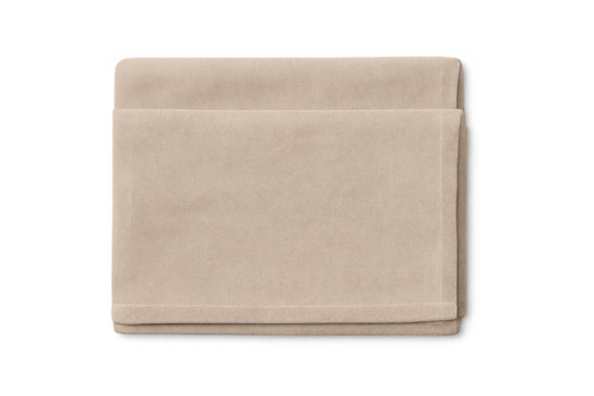 Folded beige bath towel soft textile object