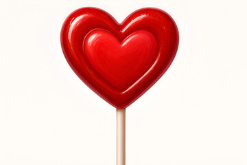 Heart lollipop red candy sweet valentine treat love dessert cute holiday food isolated on white

