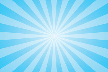Bright blue sunburst background with radial light rays