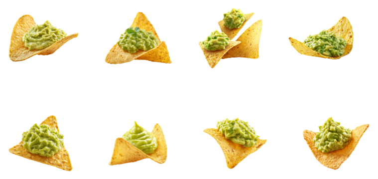 Corn chips with guacamole sauce isolated.