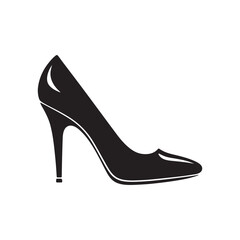 Black and White High Heel Shoe Silhouette Vector