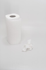 White paper towels on a plain background