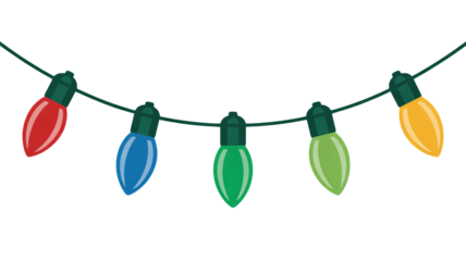 Festive string lights bringing holiday cheer and vibrant color to your seasonal designs, ideal for Christmas, New Year, and winter celebrations