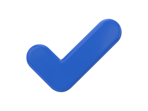 3D blue checkmark icon isolated on transparent background