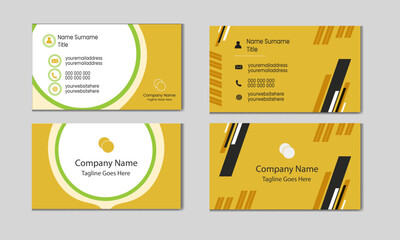 Business card design with the colour yellow. Business card template for personal or professional use.