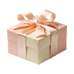 Obraz premium Wrapped gift box with ribbon isolated on transparent background