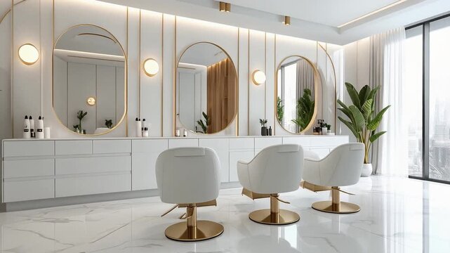 大理石調と間接照明が彩る美容室内装リフォームの優雅なデザイン