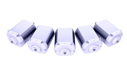 DC Electric Motors. High-quality 3D model rendering isolated on white background. Ideal for professionals, educational, engineering, and industrial design.