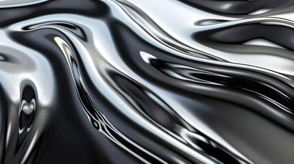 Fototapeta premium Liquid Chrome Metallic Abstract Flowing Surface