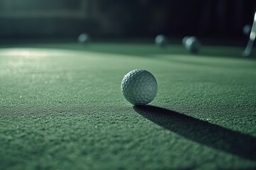 Golf clubs and golf balls on lush green turf captured in a serene afternoon setting highlighting a peaceful golfing experience