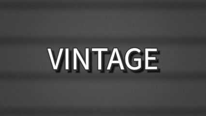 Retro television screen with horizontal scan lines and distressed texture displaying white text VINTAGE. Nostalgic CRT monitor aesthetic in monochrome tones. For retro designs, throwback content.
