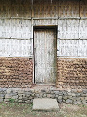 Traditional Balinese house architecture, with wooden and bamboos materials
