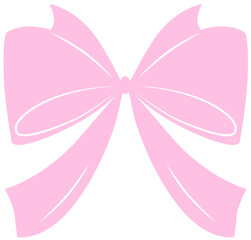 Pink coquette cute bow with ribbon. Hand drawn for design template card, decoration, invitation for wedding, birthday party, Christmas.