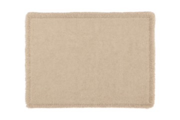 Beige textured rectangular rug with transparent background