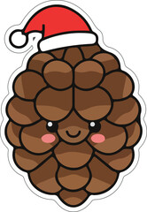 Christmas Cone Character With Santa Hat Vector