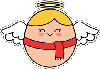 Christmas Vector Angel Design with Halo and Scarf