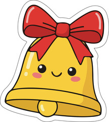 Vector illustration of a cute kawaii Christmas bell
