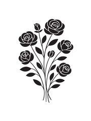 Rose Flower Vector Illustration with Floral Pattern and Vintage Bouquet Design