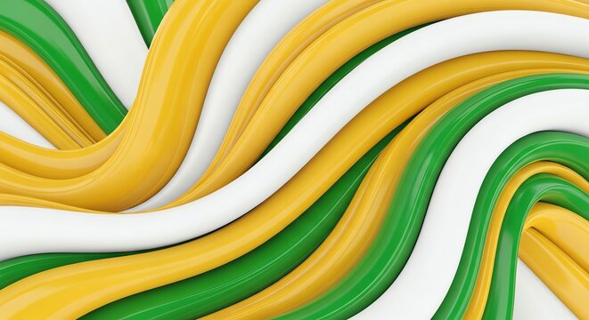 Abstract flowing lines in green yellow and white