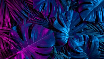 Abstract fluorescent tropical background in neon colors