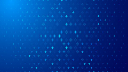 Blue Plus Symbols Medical Pattern. Math Design Elements Background. Math and Tech Background. Vector Illustration.
